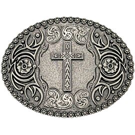 Silver Floral Design Christian Belt Buckles