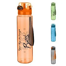 Bulk Sports Water Bottles – 34 oz Motivational Tracker Style | 20 pcs