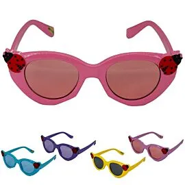 colorful frame and lens sunglasses with ladybug design for kids