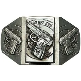 novelty lighter belt buckles with pistol engravement design