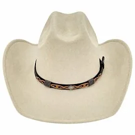 cream felt cowboy hat with vintage hatband
