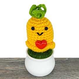 Smiling Cute Crochet Pineapple Fruit in Pot