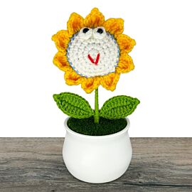 Crochet Fish Face Sunflower Plant in a Pot