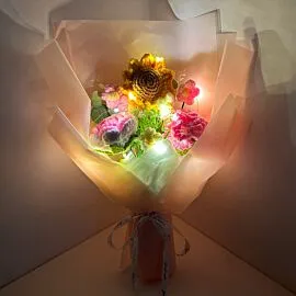 Pink Crochet Flowers Sympathy Bouquets for your Collegues