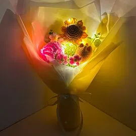 Orange Crochet Flowers Friendship Bouquets