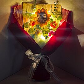 Wholesale Crochet Sunflower Bouquet with Puff Flowers for Valentine in bulk