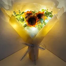 Crochet Sunflower and Puff Flower Friendship Bouques wholesale
