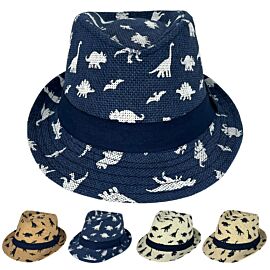 multicolor fedora hats for children with dinosaur paint