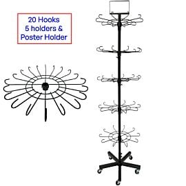 5-Tier Rotating Multipurpose Display Racks - 100 Hooks Store Displays