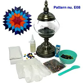 Turkish DIY Mosaic Lamp Set featuring Hot'n Cold Flower Pattern 