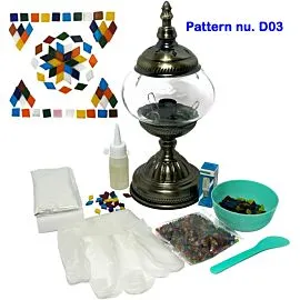 Rainbow Star Pattern on Round Ball Table Lamp DIY Mosaic Lamp Kit