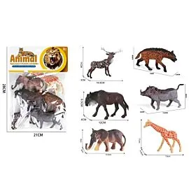 Dozen Wholesale African Safari Animal Figures - Elephant, Giraffe & Warthog | 6 Pc Set