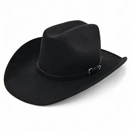 Dozen Wholesale Black Felt Cowboy Hats with Slim Tone-on-Tone Silver Accent Hatband
