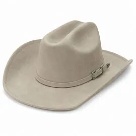 Dozen Wholesale Cream Felt Cowboy Hats with Slim Tone-on-Tone Silver Accent Hatband