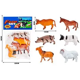 Dozen Wholesale Farm Animal Figures - Cow, Pig & Sheep | 6 Pc Barnyard Playset