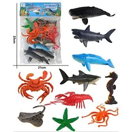 Dozen Wholesale Marine Animal Figures - Crab, Lobster & Shark | 10 Pc Sea Life Set