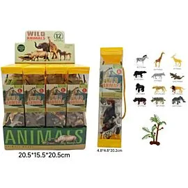 Dozen Wholesale Mini Wild Animal Figures in Carry Tube - 12 Pc Sensory Bin Toys