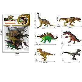 Dozen Wholesale Realistic Dinosaur Figures - Tyrannosaurus & Stegosaurus | 6 Pc Playset