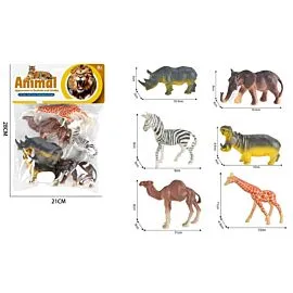 Dozen Wholesale Safari Animal Figures - Elephant, Giraffe & Zebra | 6 Pc Jungle Playset
