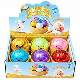 Docena de bolas blandas con forma de empanadilla al por mayor - Diseño con purpurina - Juguetes modernos para aliviar el estrés