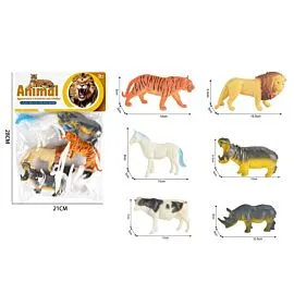Dozen Wholesale Wild Animal Figures - Tiger, Lion & Horse | 6 Pc Realistic Playset