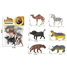 Dozen Wholesale Zoo Animal Figures - Camel, Zebra & Rhino | 6 Pc Realistic Playset