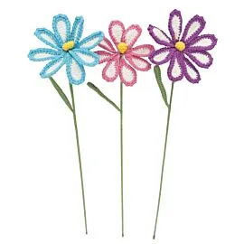 dual colored pink, purple and blue color crochet flowers