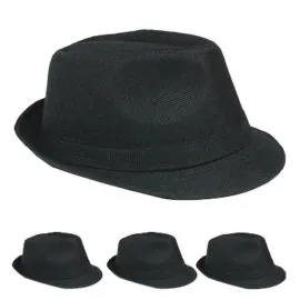 Bulk Crushable Black Adult Casual Trilby Fedora Hat-3