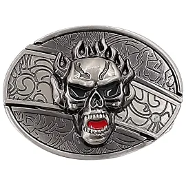 Flaming skull hidden knife belt buckle