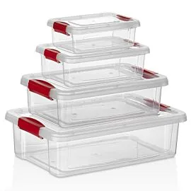 Clear Plastic Food Containers with Lids Wholesale – Snap Lid 4-Size Assortment