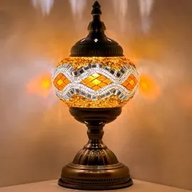 Golden Diamonds Turkish Mosaic Lamps - Without Bulb