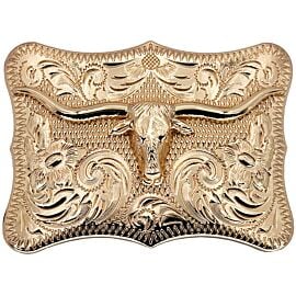 Golden Long-horn Design Quality Western Belt Buckle