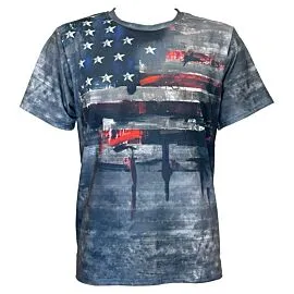 gray usa flag design vintage western tees
