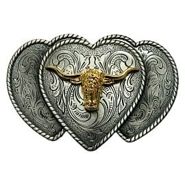 Golden Longhorn Belt Buckles for Women - Heart Shaped Design