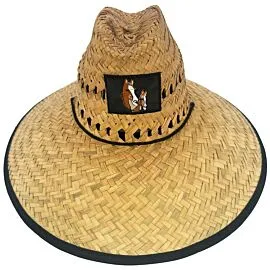 Wholesale Raffia Straw Summer Hat for Men - Horse Embroidered Wide Brim Sun Hat-1