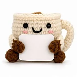 Hot Cocoa Mug Buddy - Crochet Marshmallow Mug with Message Card