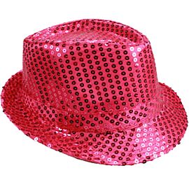 Sparkling pink color sequin party trilby fedora hats at wholesale prices