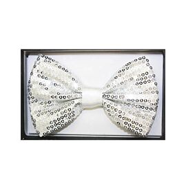 Pajarita de adulto blanca con lentejuelas