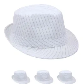 Wholesale Black Pinstripes White Trilby Fedora Hat-1