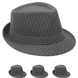 White Pinstripes Gray1920s Gangster Fedora Hat in Wholesale