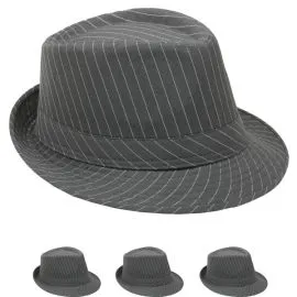 Bulk White Pinstripes Gray Trilby Fedora Hat-1