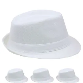 Wholesale Beach Party White Adult Trilby Fedora Hat-1