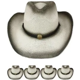 Wholesale Black Shade Western Cowboy Hat in Paper Straw-1