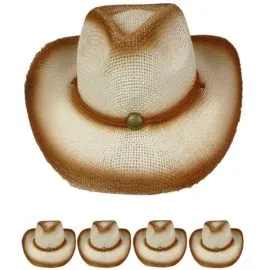 Bulk Paper Straw Brown Shade Western Cowboy Hat-1