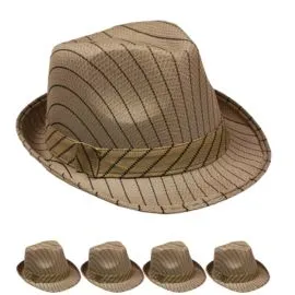 Bulk Black Pinstripes Brown Adult Trilby Fedora Hat-1