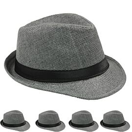 Classic panama style gray color toyo straw adult trilby fedora hat at wholesale prices from buy4store