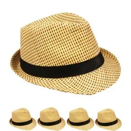 Buy Bulk Classic Black Cuban Style Trilby Fedora Hat-1