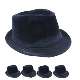 Buy Bulk Solid Navy Blue Corduroy Trilby Fedora Hat-1