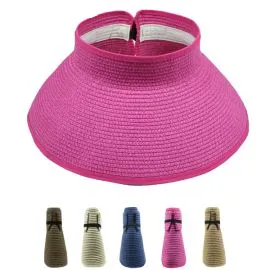 Wholesale Woman's Wide Brim Plain Foldable Sun Visor Hat-1