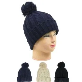 Wholesale Pom Pom Plain Winter Beanie Hats for Women-1